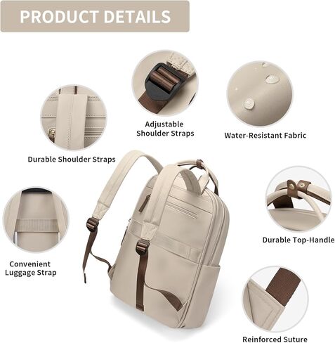 حقيبة ظهر للكمبيوتر المحمول من GOLF SUPAGS للنساء، حقيبة كمبيوتر كاجوال، حقيبة نهارية تناسب أجهزة الكمبيوتر المحمول مقاس 15.6 بوصة، حقائب ظهر للسفر (مشمش) in Kuwait