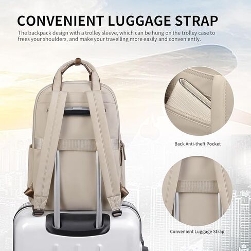 حقيبة ظهر للكمبيوتر المحمول من GOLF SUPAGS للنساء، حقيبة كمبيوتر كاجوال، حقيبة نهارية تناسب أجهزة الكمبيوتر المحمول مقاس 15.6 بوصة، حقائب ظهر للسفر (مشمش) in Kuwait