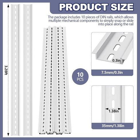 Din Rail Mount High Slotted Extruded Metal Rail for Hardware Components Mounting Switch Installing Fixed Solid State Relay (10 Pcs,Silver,39 x 1.38 x 0.3 Inch) in Saudi Arabia