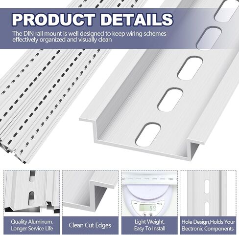 Din Rail Mount High Slotted Extruded Metal Rail for Hardware Components Mounting Switch Installing Fixed Solid State Relay (10 Pcs,Silver,39 x 1.38 x 0.3 Inch) in Saudi Arabia