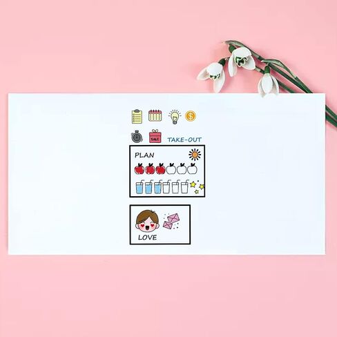 PH PandaHall Daily Icon Clear Stamps Scrapbook Sign Silicone Rubber Stamp Film Frame Transparent Seal Stamps Diary Postage Seal Stamp for Invitation Card Postcard Album Photo Gift Decor Scrapbooking in Saudi Arabia