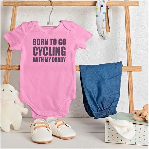 Brisco Brands Born To Go Cycling With My Daddy Baby Romper Boys or Girls in Kuwait