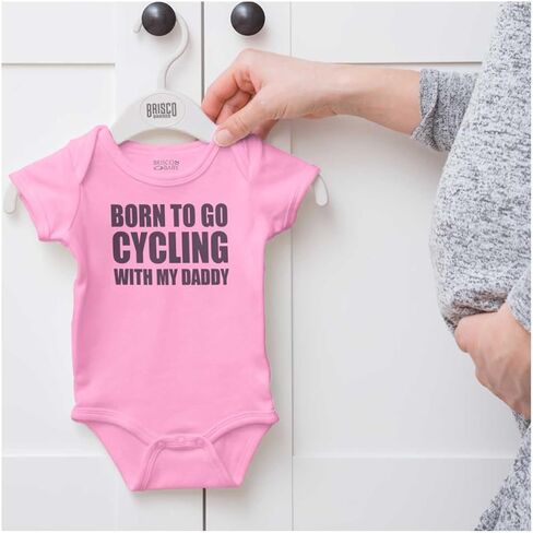Brisco Brands Born To Go Cycling With My Daddy Baby Romper Boys or Girls in Kuwait