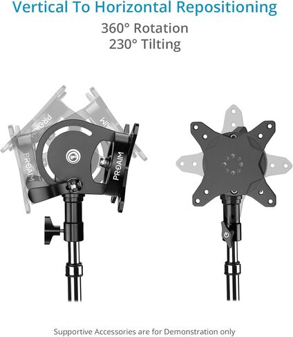 PROAIM 360° Rotation VESA 75mm/100mm Tilting Monitor Mount. Comes with a 5/8" Baby Pin Receiver. Tilt Range: 230°. Payload up to 22kg / 50lb (P-ROTN-01) in Saudi Arabia