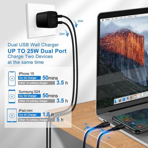 Motorola Edge 2024 USB C Charger Block, 25W 2 Port Type C Wall Charger Plug Android Phone Dual Fast Charging Adapter for Moto G Stylus 5G 2024,Edge 50 Ultra Pro,G,G Play,G Power 2023,Edge+ Razr,G Pure in Saudi Arabia