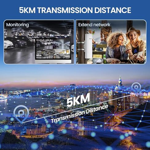 UeeVii Wireless Bridge Point to Point with 48V POE,Qualcomm Chip 5.8G 900Mbps 15dBi Antenna,5KM Long Range,Dual Gigabit Ports, IP65 Waterproof,Extending Network for Barn Shop,2-Pack,CPE902,White in Kuwait