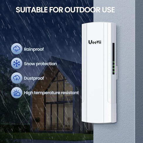UeeVii Wireless Bridge Point to Point with 48V POE,Qualcomm Chip 5.8G 900Mbps 15dBi Antenna,5KM Long Range,Dual Gigabit Ports, IP65 Waterproof,Extending Network for Barn Shop,2-Pack,CPE902,White in Kuwait