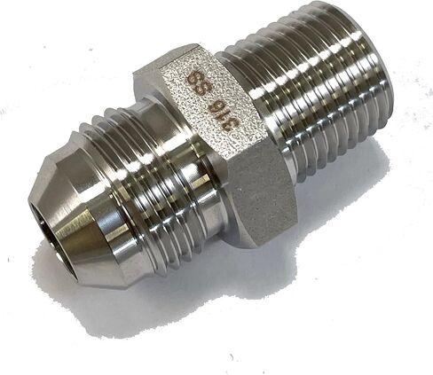 محول 316 من الفولاذ المقاوم للصدأ 3/8 بوصة NPT ذكر إلى AN-8 - ذكر 8AN - خيط سداسي مستدق للهواء أو الغاز أو السائل أو الماء أو الزيت أو التركيب الهيدروليكي - خرطوم أداة الهواء الصناعي أو توصيل الأنابيب 316SS in Kuwait