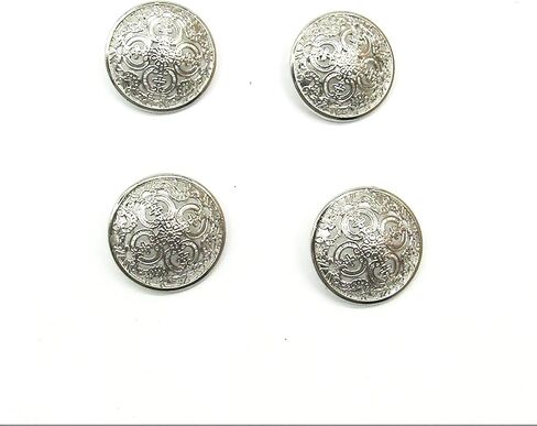 25 قطعة 25 مم أزرار معدنية فضية مستديرة الشكل على شكل زهرة أزرار معدنية للحرف اليدوية الخياطة البدلة جاكيتات إكسسوار (25 مم، فضي) in Kuwait