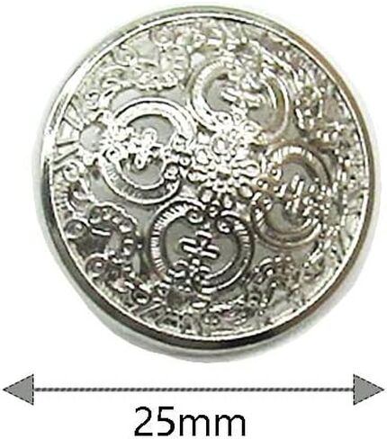25 قطعة 25 مم أزرار معدنية فضية مستديرة الشكل على شكل زهرة أزرار معدنية للحرف اليدوية الخياطة البدلة جاكيتات إكسسوار (25 مم، فضي) in Kuwait