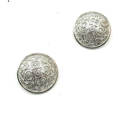 25 قطعة 25 مم أزرار معدنية فضية مستديرة الشكل على شكل زهرة أزرار معدنية للحرف اليدوية الخياطة البدلة جاكيتات إكسسوار (25 مم، فضي) in Kuwait