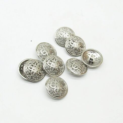 25 قطعة 25 مم أزرار معدنية فضية مستديرة الشكل على شكل زهرة أزرار معدنية للحرف اليدوية الخياطة البدلة جاكيتات إكسسوار (25 مم، فضي) in Kuwait