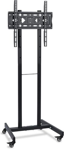 حامل تلفزيون متنقل، عربة تلفزيون متدحرجة، ارتفاع قابل للتعديل، حامل أرضي مع حامل للعربة المحمولة شديدة التحمل، حامل أرضي على عجلات لشاشات تلفزيون منحنية مسطحة مقاس 32-55 بوصة للمنزل والمكتب التجاري in Kuwait