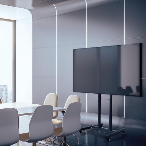 حامل تلفزيون متنقل، عربة تلفزيون متدحرجة، ارتفاع قابل للتعديل، حامل أرضي مع حامل للعربة المحمولة شديدة التحمل، حامل أرضي على عجلات لشاشات تلفزيون منحنية مسطحة مقاس 32-55 بوصة للمنزل والمكتب التجاري in Kuwait