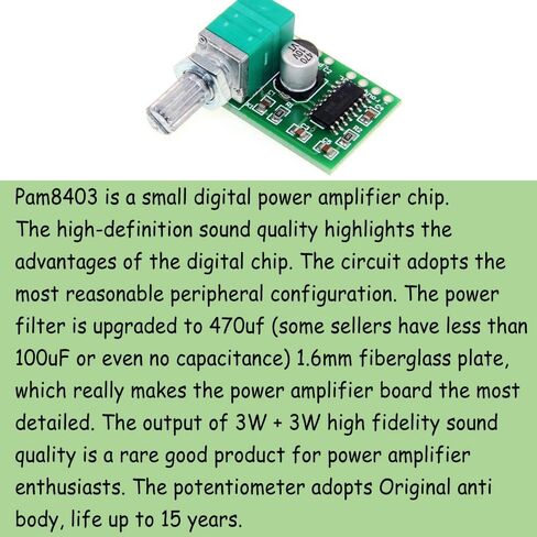 10Pcs Mini PAM8403 DC 5V Power Audio Amplifier Board Digital Power Amp Module 2 Channel 3W+3W Volume Control with Potentiometer in Saudi Arabia