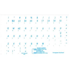 Portuguese Keyboard Stickers Transparent Background Blue Lettering for All PC MAC Desktop Computer Laptop