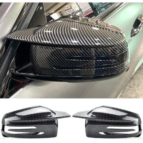 أغطية أغطية مرآة جانبية لسيارة Mercedes Benz W176 W246 W212 W204 C117 X156 X204 W221 C218 A B C E S CLA GLA GLK فئة استبدال أسود (ألياف الكربون)