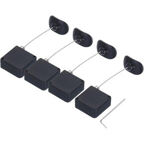 MECCANIXITY Retractable Cable Lock with Double-Sided Adhesive Remote Control Security Lock Arc Terminal for TV, DVD,Showroom,Remote,600g 4Set Black