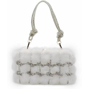 DJBM Clear Acrylic Clutch Sparkle Rhinestone Evening Bag Glitter Crystal-Embellished Rope Knot Handbag Purse for Party Prom
