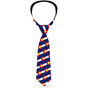 Buckle-Down Tie, Necktie, Colorado Flag Logo Stripe Blue White, Standard Length