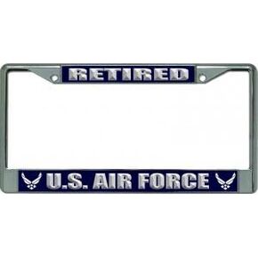 U.S. Air Force Retired New Logo Chrome License Plate Frame