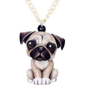 Acrylic Charm Sweet Pug Dog Necklace Pendant Fashion Pet Jewelry for Women Girls Decoration Party Gifts