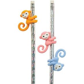 12 pcs Cute Monkey Eraser Pencil Topper