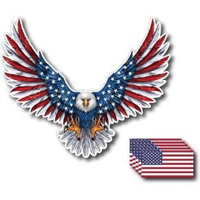 Bald Eagle American Flag Sticker/Decal - 5" x 6" Inch 3M Vinyl Decal (6 Pack)
