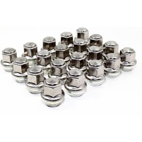 Set of 20 Veritek 12x1.5mm 3/4 19mm Hex 1.25 Inch 31.75mm Length Stainless Steel OEM Factory Style Large Acorn Seat Lug Nuts for Ford Focus Fusion Escape Lincoln MKC MKZ Factory Wheels