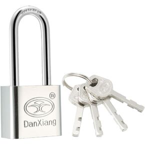 uxcell® Stainless Steel Padlock, 30mm Body Wide Chrome Finish Harden Long Shackle, Keyed Different