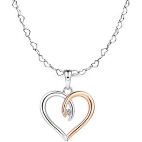 925 Sterling Sliver Heart Necklace for Women and Girls Adjustable Cubic Zirconia Love Heart Pendant Necklace for Valentine’s Day, Mother’s Day, Birthday Handmade Jewelry Gift for Her