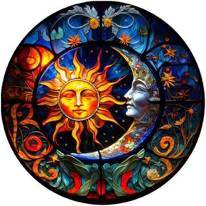 PFFNGPEN Diamond Art Painting Kits for Adults, DIY Sun and Moon Diamond Art Kits for Beginners,5D Round Full Drill Diamond Art Painting for Home Wall Decor Craft Gifts 12x12 inch