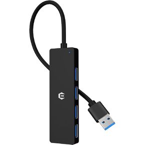 4 Port USB Hub, 5Gbps USB 3.0 Hub for Quick Data Transfer, Effortlessly Broaden Laptop, Flash Drive, Hard Drive, Console, Printer, Camera, Keyboard, and Mouse Connectivity