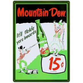 Mountain Dew Soda 15 Cents Vintage Tin Sign Funny Bathroom Decor Home Wall Decor Birthday Anniversary Housewarming Gifts Women Men 12x8inch