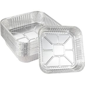 25pack- 8 x 8 Aluminum foil Pans Disposable Heavy Duty Square baking Cake Pans, Cooking Tins Homemade Breads Oven Pans,Foil Pans, Baking cake Pans Roasting Pans