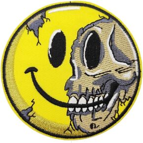 Smile Face Skull Embroidered Iron on Patch
