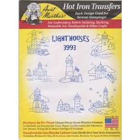 Lighthouses Aunt Martha's Hot Iron Embroidery Transfer
