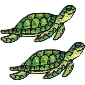 Turtle - Green SET OF TWO ! - Embroidered Sew or Iron on Patch