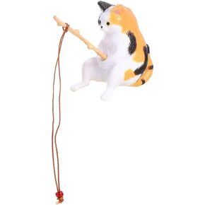 Cat Fishing Figurine Mini Cute Cat Statue Decor Mini Cat Fishing Fish Tank Ornaments Aquarium Miniature Figurines Animal Statues Ornaments for Home Decoration