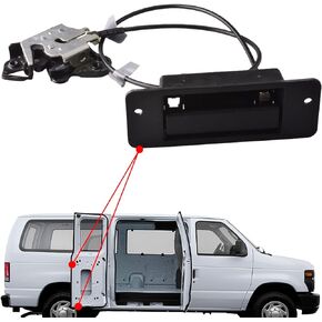 مجموعة مزلاج الباب السفلي مع مقبض الباب متوافق مع Ford E150 E250 E350 Van Superduty 2010-2018 باب بمفصلات جانبية للركاب يسار 40% استبدال المزلاج والمقبض