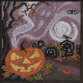 Mill Hill Haunted Graveyard Beaded Counted Cross Stitch Kit 2024 Buttons & Beads Autumn MH142424, Multicolor, 5.25 x 5.25 Inches