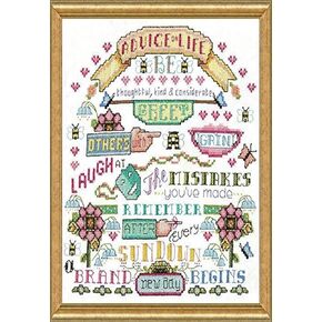 Design Works Crafts Advice on Life Stamped Cross Stitch Kit, Various