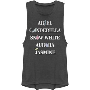 Disney Princess Faux Patchy Icons Women's Muscle Tank