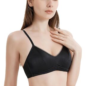 Women 100% Mulberry Silk Bra Ultra Thin Soft Underwear Wireless Bra Breathable Smooth