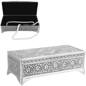 Pssopp Earrings Ring Organizer Box,Metal Trinket Storage Box Ornate Keepsake Box Case Ornate Ring Earrings Organizer Box Case Keepsake Box for Christmas Valentine (S)