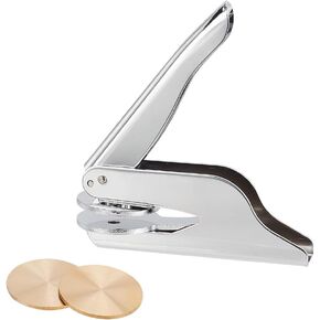 PH PandaHall Book Embosser Blank Stainless Steel Embosser Seal Embosser Seal Embosser Hand-Held Embossing Stamp with 2pcs Blank Steel Disc for Library Books Envelopes Napkins