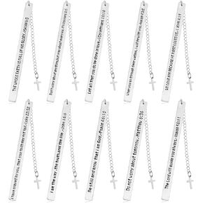 10 Pcs Christian Bookmarks Bible Bookmarks Christmas Church Gifts Inspirational Bible Verse Bookmark Religious Book Marks with Cross Chain Baptism Christian Gift for Men Women Church Gift Bulk