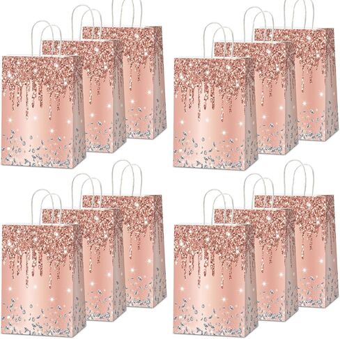 12Pcs Silver Glitter Gift Bags Glitter Diamond Goodie Bag Happy Birthday Treat Bag Diamond Silver Candy Bags Supply for Wedding Bridal Baby Shower Holiday Party Favors Decoration 4.7*3.15*8inch in Kuwait