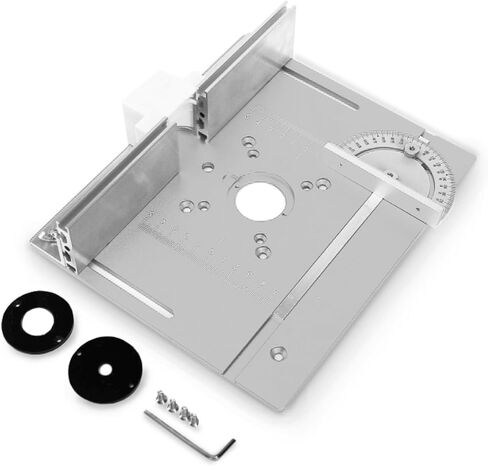 Aluminum Router Table Insert Plate | Router Flip Plate for Woodworking Benches| Miter Gauge Guide, Sliding Fence Brackets, Tenon Ruler | Versatile Trimming Engraving Table | Silver 111 in Saudi Arabia
