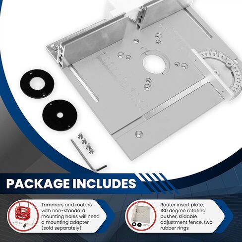 Aluminum Router Table Insert Plate | Router Flip Plate for Woodworking Benches| Miter Gauge Guide, Sliding Fence Brackets, Tenon Ruler | Versatile Trimming Engraving Table | Silver 111 in Saudi Arabia